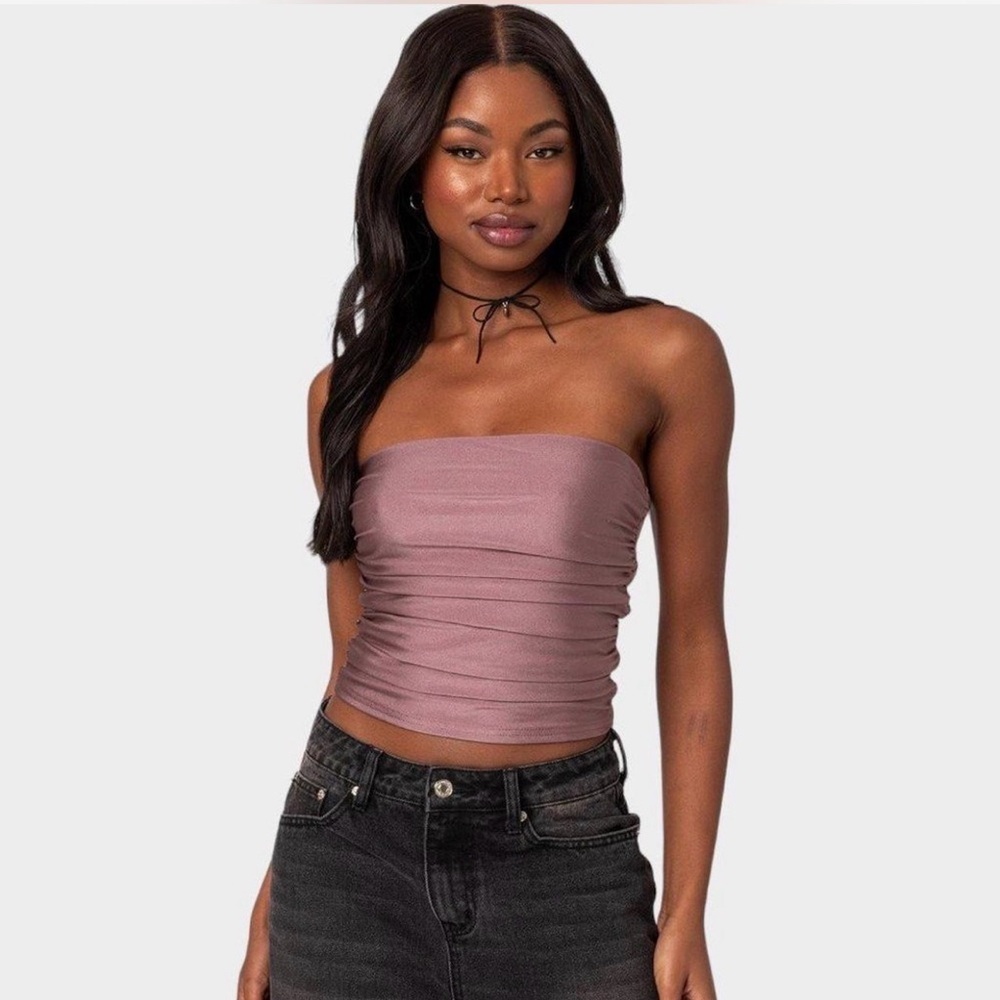 NWT Edikted Mauve Ruched Tube Top Size M Baddie Going Out Party Clubwear Rave